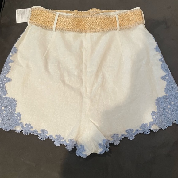 Zimmermann Raie Crochet Trim Linen Shorts SIZE AU 4 ( US 10 to 12) - Picture 8 of 12